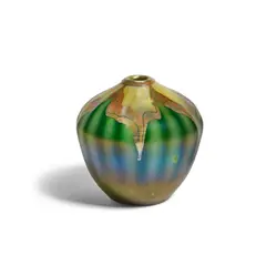 Vase by Tiffany Studios, decorated Favrile glass, etched 'L, sold Oct 2022