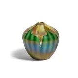 Vase by Tiffany Studios, decorated Favrile glass, etched 'L, sold Oct 2022
