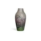 Winter Rain Vase by Cristallerie Daum, enameled and acid etched glass, signed 'Daum Nancy' with the Cross of Lorraine on underside, sold Oct 2022
