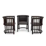Group of Three Barrel-Backed Armchairs by Josef Hoffmann, for J & J Kohn, ebonized wood, horsehair, sold Oct 2022