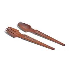 Spratling, Pair of Salad Servers, wood with sterling beads, each with Spratling hallmark