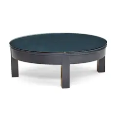 Roy McMakin, Custom Circular Coffee Table, , blue-black painted maple, with 1/2in circular glass top