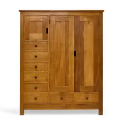 Roy McMakin, Custom Cabinet, , fumed white oak with custom metal pulls, with eight drawers, storage compartment and main area for hanging clothes with rod