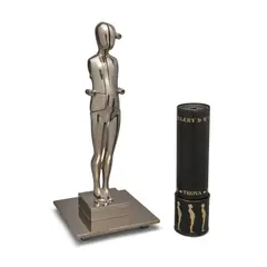 Study/Falling Man (Radical Hinge Figure) by Ernest Trova, nickel plated bronze, sold Oct 2022