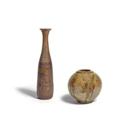 Two Vases by Paul Soldner, glazed stoneware, the smaller signed 'SOLDNER' on underside, offered Oct 2022