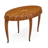French Art Deco, Side Table, zebrawood, burl walnut, mahogany, stamped 'FRANCE' on underside