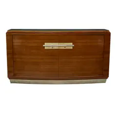 Dominique, Cabinet, rosewood, chromed metal, shagreen, with Dominique Paris branded mark, cabinet opening to reveal four drawers and six shelves