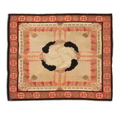 Ernest Boiceau, Usines Rug, hand woven point de Cornély wool, cotton, woven signature 'E Boiceau'