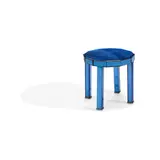 Art Deco-Style, Dodecagon Side Table, blue mirrored glass, chromed metal