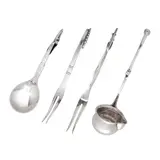 Four Serving Utensils by Georg Jensen, sterling silver, each stamped 'STERLING DENMARK GEORG JENSEN', comprising two cocktail forks, one spoon and one miniatur, sold Jul 2022