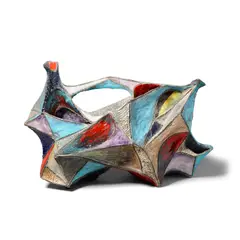 Marcello Fantoni, Untitled (Reclining Cubist Figure), glazed terracotta, signed 'Fantoni 1958' on underside