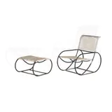 Kipp Stewart, 'Bronze Age' Chair with Ottoman, Models 40600 and 40601, for Terra, bronze tubing, cord