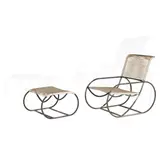 Kipp Stewart, 'Bronze Age' Chair with Ottoman, Models 40600 and 40601, for Terra, bronze tubing, cord
