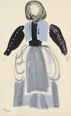 Antoni Clavé, Woman in Costume, gouache and ink on paper