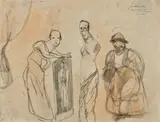 Hombres Vestidos de Mujer (Mercado de Carne en Hamburgo) by Jose Luis Cuevas, sold Jul 2022