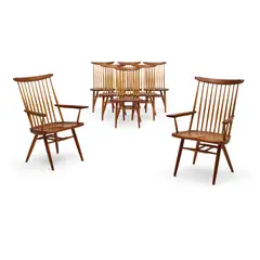 George Nakashima, Set of Eight 'New' Dining Chairs