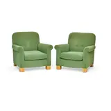 Roy McMakin, Pair of Lounge Chairs, upholstery, maple