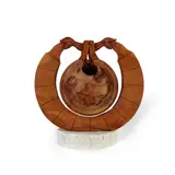 Suspended Pilgrim Vase by Michelle Holzapfel, turned and carved cherry wood, brass, incised 'cherry 2001 / michelle holzapfel / marlboro, vermont' on underside, sold Jul 2022