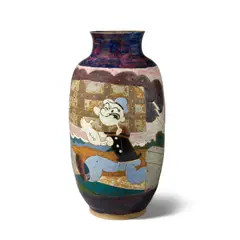 Michael and Magdalena Frimkess, Popeye / Star Lite Drive In Vase, glazed stoneware, signed indistinctly, dated '3-87' and inscribed on underside