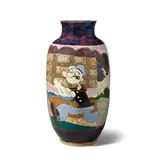 Popeye / Star Lite Drive In Vase by Michael and Magdalena Frimkess, glazed stoneware, signed indistinctly, dated '3-87' and inscribed on underside, sold Jul 2022