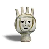 Four Pronged Jar by Peter Voulkos, umber and grey glazed stoneware, signed 'VOULKOS' on underside in iron oxide, sold Jul 2022