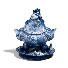 David Regan, Borscht Tureen and Underplate, glazed porcelain, incised 'Regan 1993'