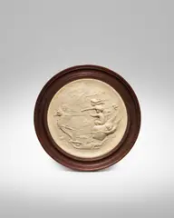 Mary Ellen Rope, Rare 'Sea Chariot' Wall Plaque, modeled plaster within oak frame