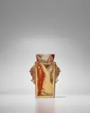 Ernest-Baptiste Leveile, Vase, craquelure glass with internal decoration, applications and gold foil, engraved 'E