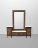 Herter Brothers, Dressing Table with Mirror, commissioned for the Darius Ogden Mills Residence, "Happy House," Millbrae, California, ebonized wood, marquetry, marble, and glass