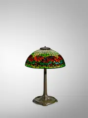 Tiffany Studios, 'Poinsetta' Table Lamp, leaded glass, patinated bronze, shade stamped 'TIFFANY STUDIOS NEW YORK 1558', base stamped 'TIFFANY STUDIOS NEW YORK 531'