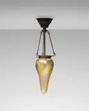 Tiffany Studios, Stalactite Ceiling Light, favrile glass, patinated bronze, glass engraved 'S544 L