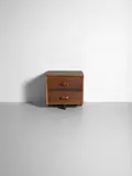 'Kornblut' Cabinet by George Nakashima, Persian walnut, two English walnut burl handles, American black walnut, inside of drawer painted 'George Nakashima July , sold Jun 2022