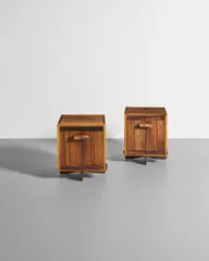 George Nakashima, Pair of Important 'Kornblut' Cases, Persian walnut, East Indian rosewood, English burl walnut handles, marked in pencil 'Hart'