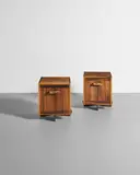 George Nakashima, Pair of Important 'Kornblut' Cases, Persian walnut, East Indian rosewood, English burl walnut handles, marked in pencil 'Hart'