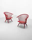 Ilmari Tapiovaara, Pair of Crinolette Chairs, for Asko, painted birch