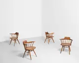 George Nakashima, Set of Four Captain's Chairs, American black walnut, each signed in pencil 'Hart' (4)