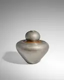 John Prip, Monumental Lidded Vessel, hand-raised, patinated pewter and mixed metals
