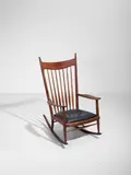 Sam Maloof, Rocking Chair, American walnut, leather upholstery, stamped 'LONEY designed
