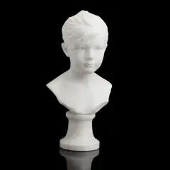 Édouard Houssin, A carved white marble portrait bust of Louise Demont, raised on a spreading circular marble socle, signed,  46cm high., A carved white marble portrait bust of Louise Demont, raised on a spreading circular marble socle, signed,  46cm high