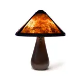 Dirk Van Erp, Table Lamp, hammered copper, mica, with open-box San Francisco mark on underside of base