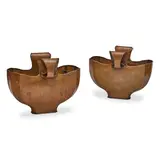 Arts and Crafts Style, Pair of Massive Jardinieres, hand-wrought and hammered copper with zinc liners