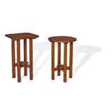Two Side Tables by L. & J.G. Stickley, model 573, oak, round table with the firm's yellow and red decal, sold Mar 2022