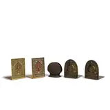 Three Sets of Bookends by Tiffany Studios, gilt bronze with enamel, patinated bronze, each stamped 'TIFFANY STUDIOS NEW YORK' on underside, sold Mar 2022