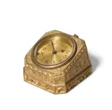 Venetian Slant Front Desk Clock by Tiffany Studios, gilt bronze, sold Mar 2022