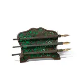 Pine Needle Pen Holder and Three Pens by Tiffany Studios, patinated bronze, Favrile glass, holder stamped 'TIFFANY STUDIOS NEW YORK', sold Mar 2022