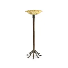 Floor Lamp by Raymond Subes, wrought iron, martelé finish, with alabaster shade, sold Mar 2022
