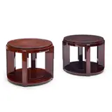 Dominique, Pair of Side Tables, mahogany, with firm's Dominique Paris branded mark