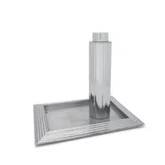 Norman Bel Geddes, Manhattan Cocktail Shaker and Tray, manufactured by Revere Copper and Brass Company, chromed metal, both shaker and tray marked 'Revere Rome NY' on underside