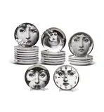 Group of Twenty Themes and Variations Coasters by Piero Fornasetti, porcelain, each signed with Fornasetti mark and numbered, sold Mar 2022