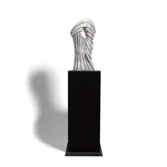 Jesper Neergaard, Tall Archangel Guardian, carved marble sculpture with base, incised 'HFCE NEERGAARD' on underside